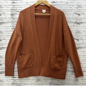 A New Day Orange Open Front Cardigan Women's Size Small Cozy